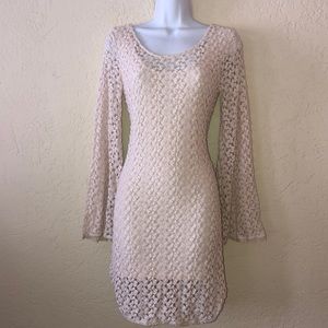 FREE PEOPLE boho cream CROCHET DRESS- M